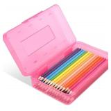 Colored Plastic Pencil Box, Large Capacity Pencil