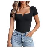 Avidlove Women's Short Sleeve Bodysuit Square Neck