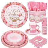 Kochorie 192 Pcs Tea Party Tableware Sets Disposab