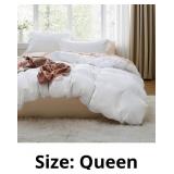 Bedsure White Duvet Cover Queen - 3Pcs Prewashed S