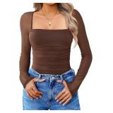 Avidlove Women's Square Neck Mesh Long Sleeve Body