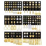 84 Pairs Gold Stud Earrings Set for Women Multipac
