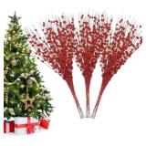 Christmas Artificial Glitter Berry Stem Decoration