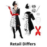 Crula Devil Costume Women Black & White Spotted Fa