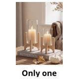 NUPTIO Hurricane Glass Candle Holders with Wood St