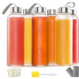 17oz Glass Water Bottles 6 Pack, Portable Juicing