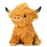 Highland Cow Stuffed Animal, Realistic Brown Cow P