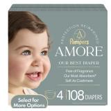 Pampers Amore Baby Diapers Size 4, 108 Count (Sele