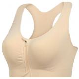 Lemef Sports Bras for Women Full Support Front Zip