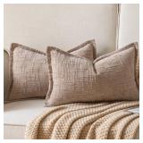YAERTUN Chenille Throw Pillow Covers 16x24 Inch Se