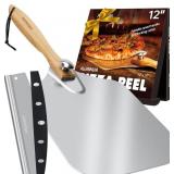 Pizza Peel Aluminum Pizza Spatula, Mooues 12 inch