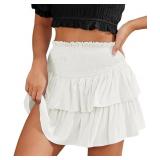 HERBATOMIA Women's Mini Tiered Skirt Ruffle Cute E