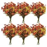 36 Bundles Artificial Fall Flowers for Outdoors, U