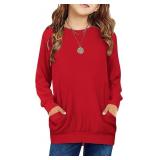 Arshiner Girls Long Sleeve Shirts with Pockets Cre