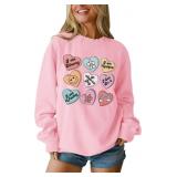 SOFEON Womens Valentine's Day Sweatshirt Heart Pri