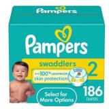Pampers Swaddlers Diapers, Size 2, 186 Count (Sele