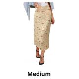 HERBATOMIA Women's Midi Floral Print Skirt Vintage