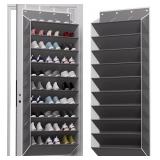 TAHAVICE Grey 10-Tier Over-the-Door Shoe Organizer