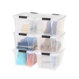 6 Pack 32qt Clear View Plastic Storage Bin with Li