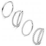 Dochais 4PCS 18G Nose Rings Hoops, Surgical Steel