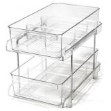 BINO 2 Tier Clear Storage Organizer with Dividers