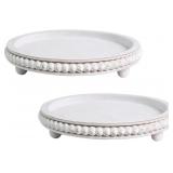 2 pcs Round Wooden Display Tray - Rustic Farmhouse