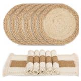 Handmade Boho Placemats Set of 6 - Natural Cotton