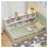 $260 Giantex Twin Floor Bed for Kids, Wooden Monte