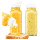 2 Pcs 16 oz Salad Dressing Shaker Glass Dispenser