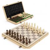 15' Wooden Folding Chess & Checkers Set - 2 in 1 B