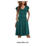 WNEEDU Women Summer Dresses Ruffle Sleeve Casual L