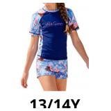 Girls 2 Piece Rash Guard Swimsuits Set Short Sleev
