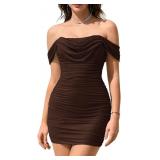 KUTUMAI Women Sexy Off Shoulder Mini Dress Corset