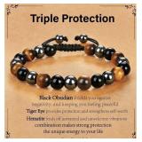 Men Beaded Bracelets Homme Jewelry Triple Protecti