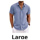 COOFANDY Men's Linen Shirts Short Sleeve Casual Sh