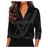 Zeagoo Satin Blouses for Women Button Down Shirts