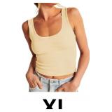 BLMFAION Womens Sexy Sleeveless Cropped Rib Tank T