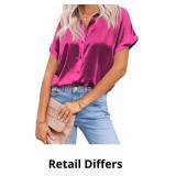 Hotouch Womens Silk Button Down Shirts Satin Short