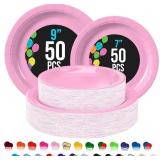 Exquisite Pink Paper Plates Disposable Heavy Duty