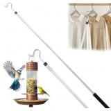 51 Inch Closet Pole Reach with Hook, Stainless Ste