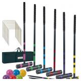 $140 SpexDarxs Six Player Deluxe Croquet Set, 35'