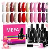 MEFA Pink Gel Nail Polish Set, Light/Hot Pink Cher