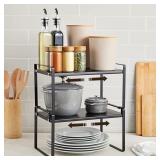 Expandable Kitchen Cabinet and Countertop Shelf Or