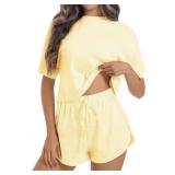 Womens Split Short Pajama Set, 2 Piece Striped Sle