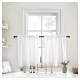 HOMEIDEAS White Kitchen Curtains 30 X 36 Inches 2