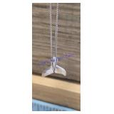Sterling silver necklace  dolphin tail
