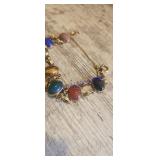 Vintage Scarab Link Bracelet,carved Gemstones