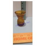 Vintage Amber Crystal Cut Glass Toothpick Holder