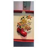 Red Enamel Santa's Boot Filled With Gifts Brooch