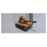 metal sculpture rustic army tank made from